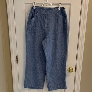 Chico's Light Blue linen pants size 1.5 / 10 / medium like new